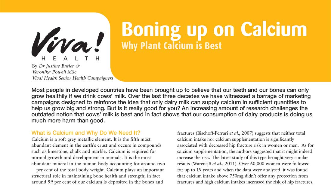 Boning Up On Calcium Factsheet Viva! The Vegan Charity