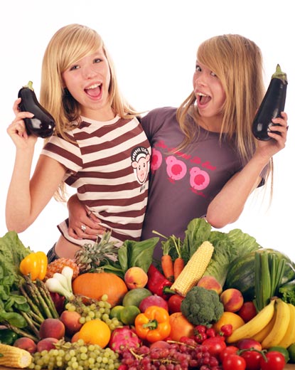 Girls and vegetables