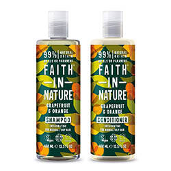 Faith in nature vegan shampoo and conditioner bottles