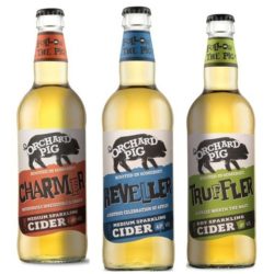 Three orchard pig vegan ciders in a row
