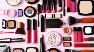 Mostly pink vegan cosmetics and makeup items