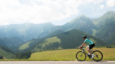 cyclist in mountains