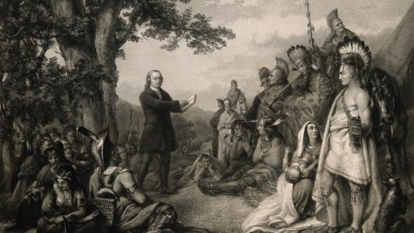 John Wesley preaching to native American Indians