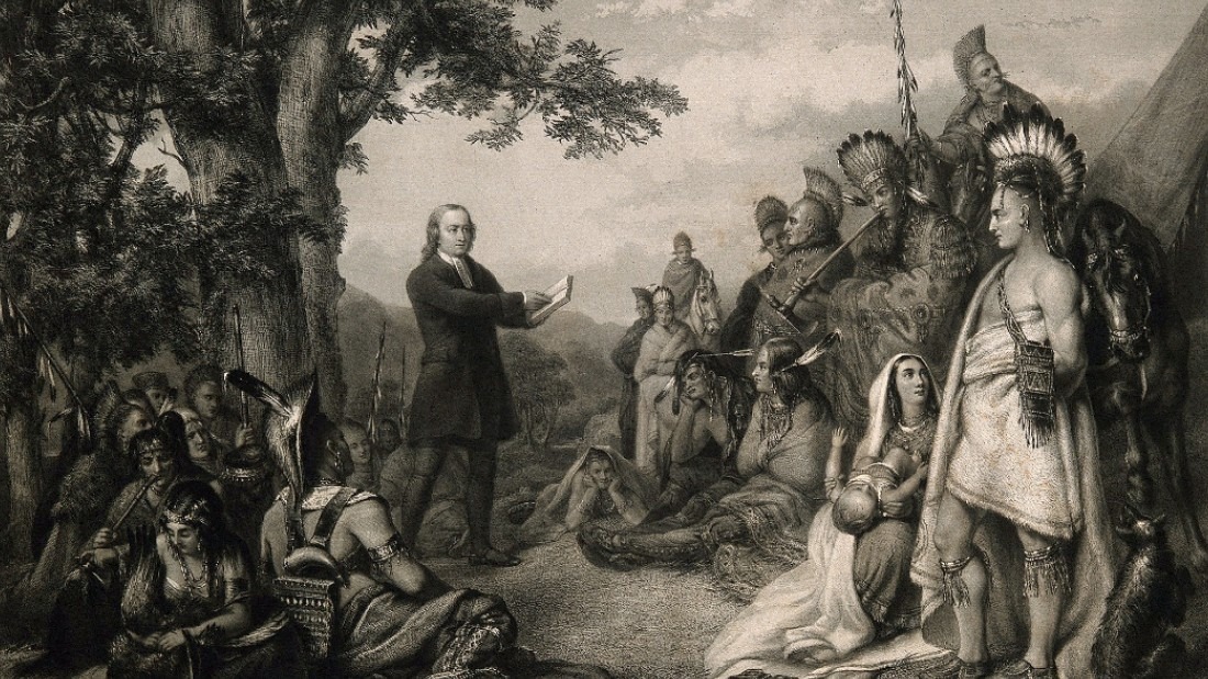 John Wesley preaching to native American Indians