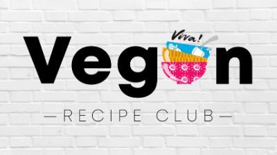 vegan recipe club logo on brick background