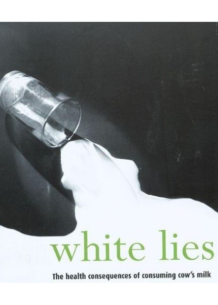 glass of milk spilling on front cover of white lies DVD