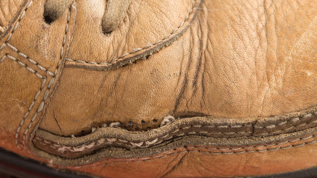 Closeup of a real leather shoe
