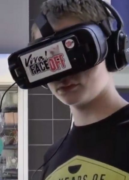 boy wearing VR headset