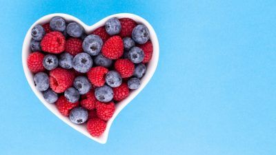 berries in heart bowl
