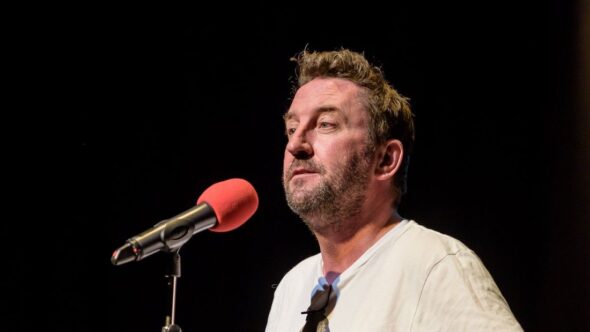 lee mack at a microphone