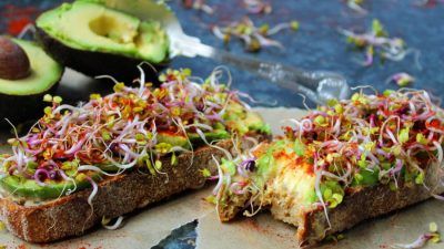 Avocado, Tahini and Super Sprouts on Toasted Sourdough