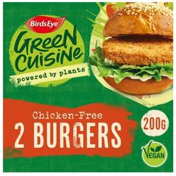 green cuisine bird's eye chicken-free burgers