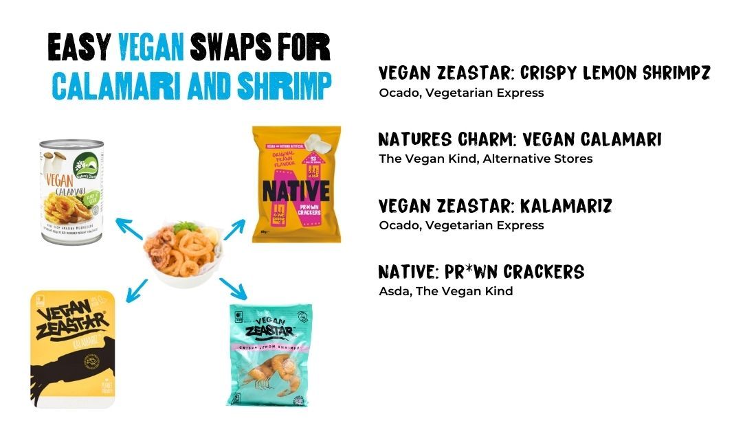 Easy Vegan swaps for calamari and shrimp