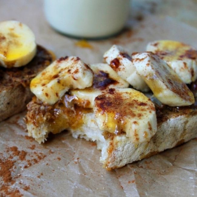 vrc Banana, Nut Butter & Cinnamon on Toasted Sourdough