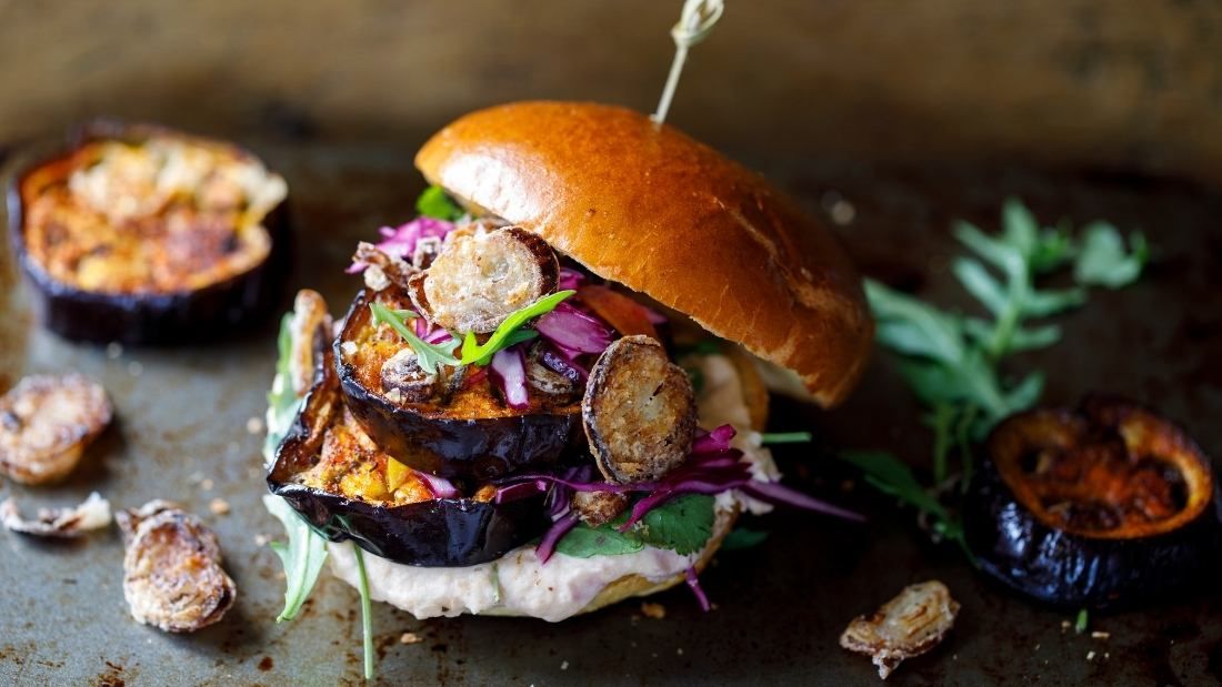 aubergine burger