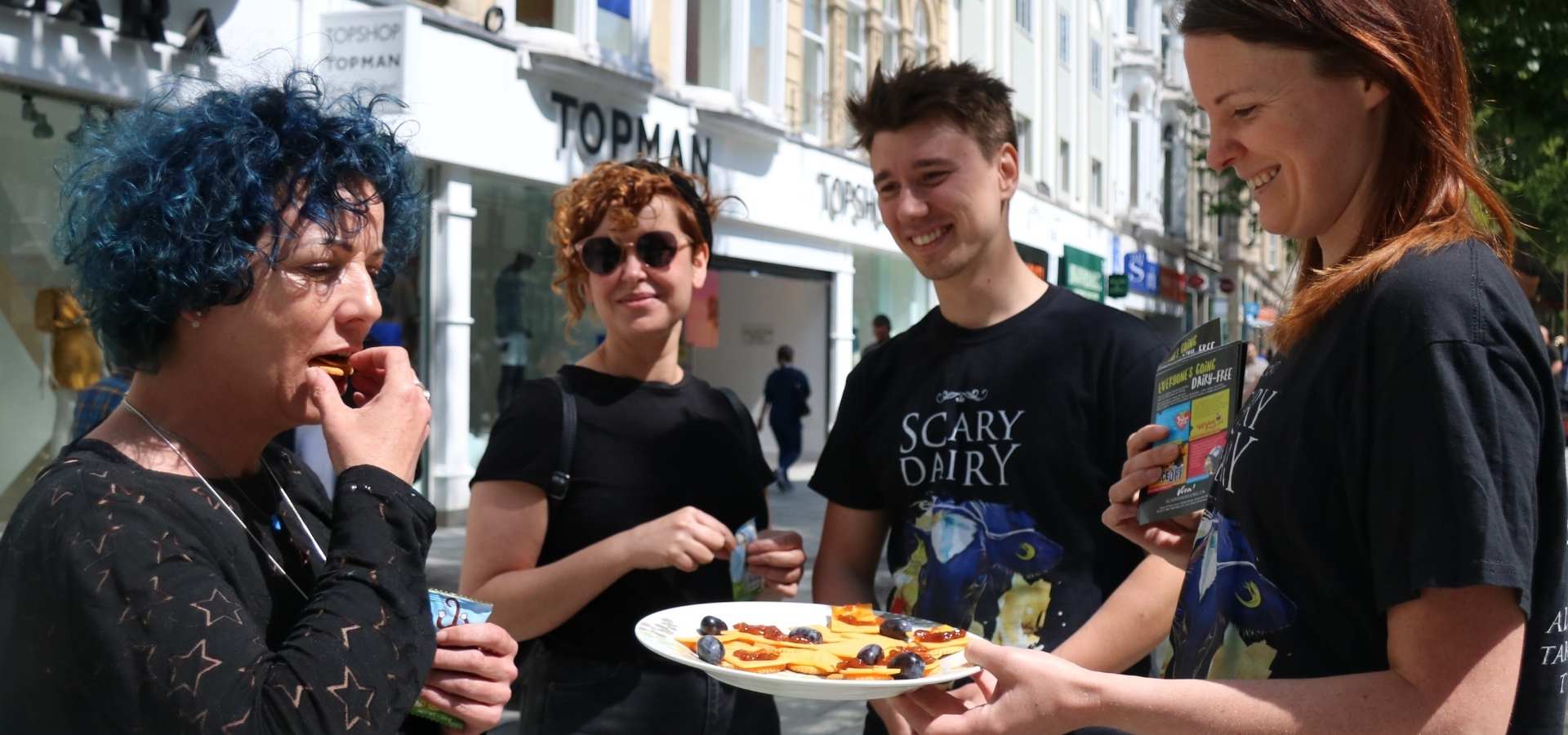 handing out cheese samples