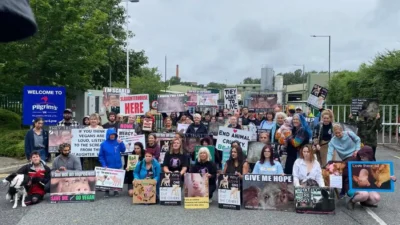 Activists turn up on Tuesday at the final Manchester Pig Save