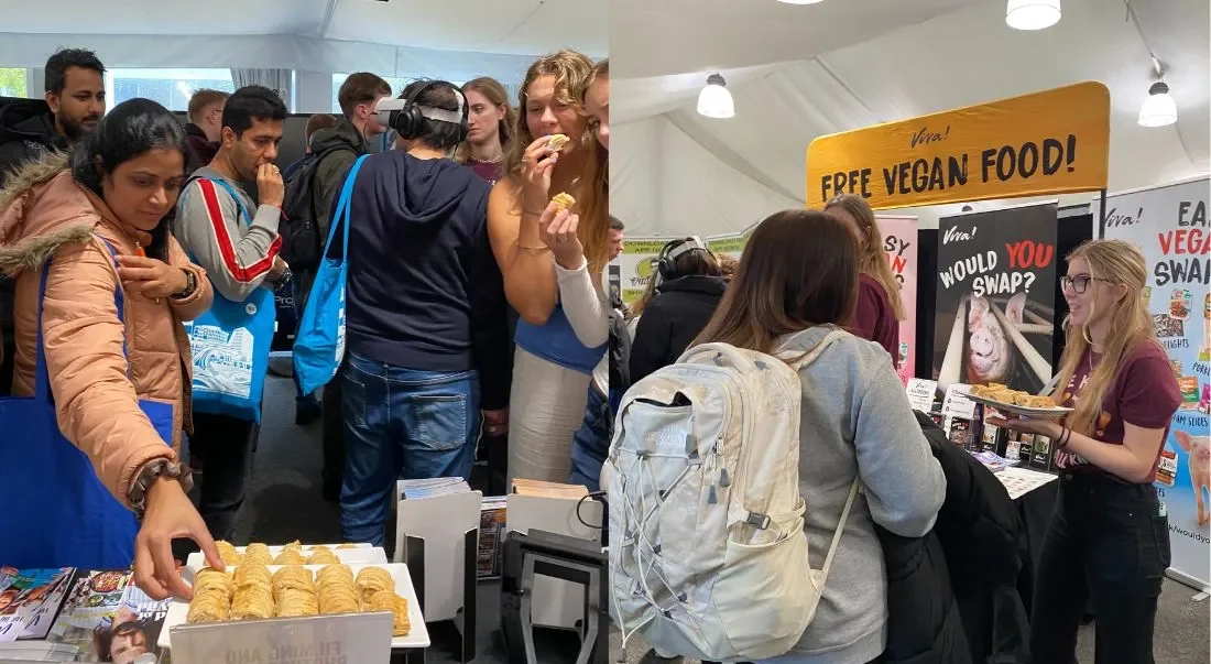 Free food is handed out and campaigners engage with students at Plymouth freshers event